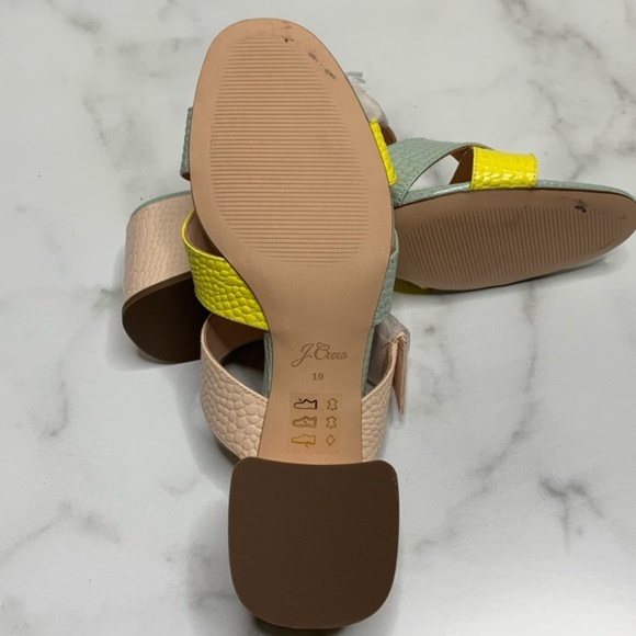 NEW J.Crew Penny pastel croc leather embossed heeled sandals Size 10 - Picture 7 of 8